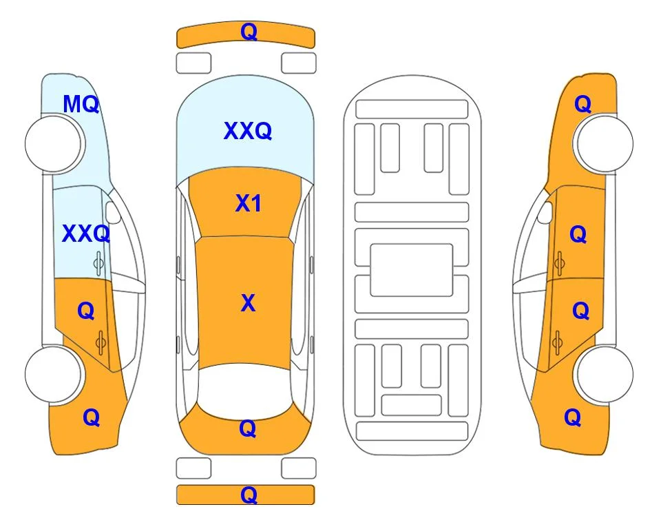 Схема кузова с отметками аукциона Lotte Auto Auction