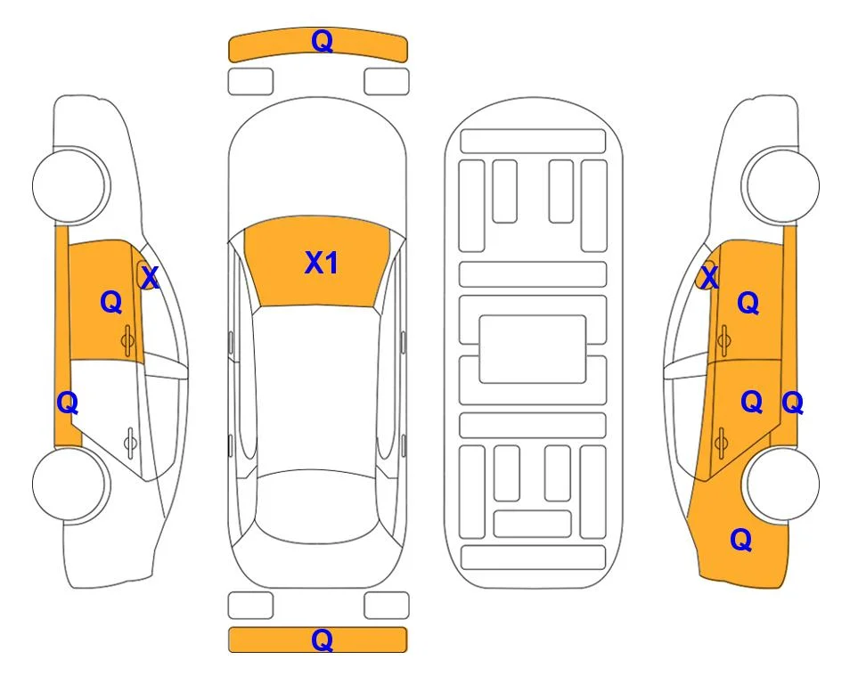 Схема кузова с отметками аукциона Lotte Auto Auction