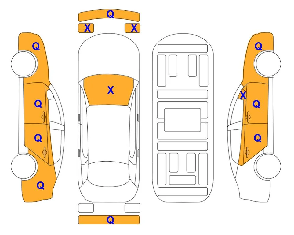 Схема кузова с отметками аукциона Lotte Auto Auction