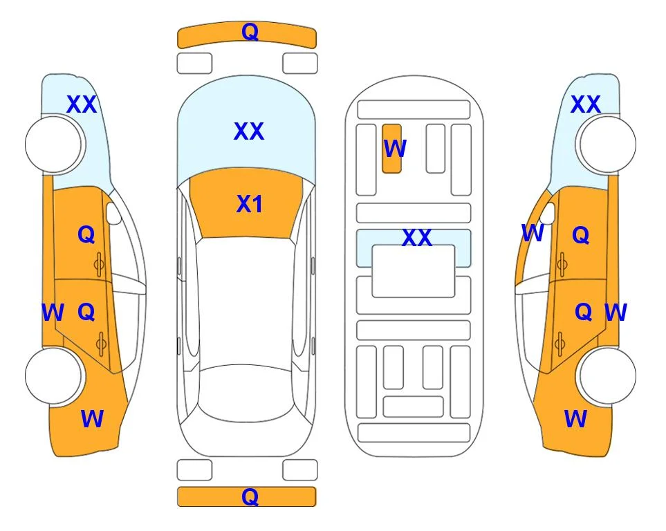 Body diagram with the marks of Lotte Auto Auction