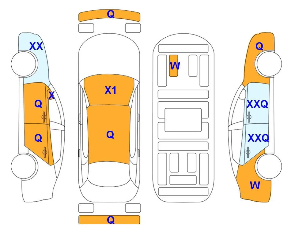 Схема кузова с отметками аукциона Lotte Auto Auction