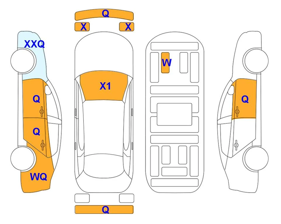 Схема кузова с отметками аукциона Lotte Auto Auction