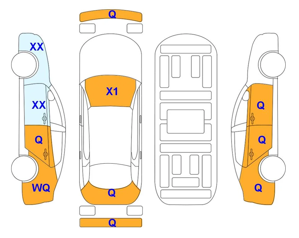 Схема кузова с отметками аукциона Lotte Auto Auction