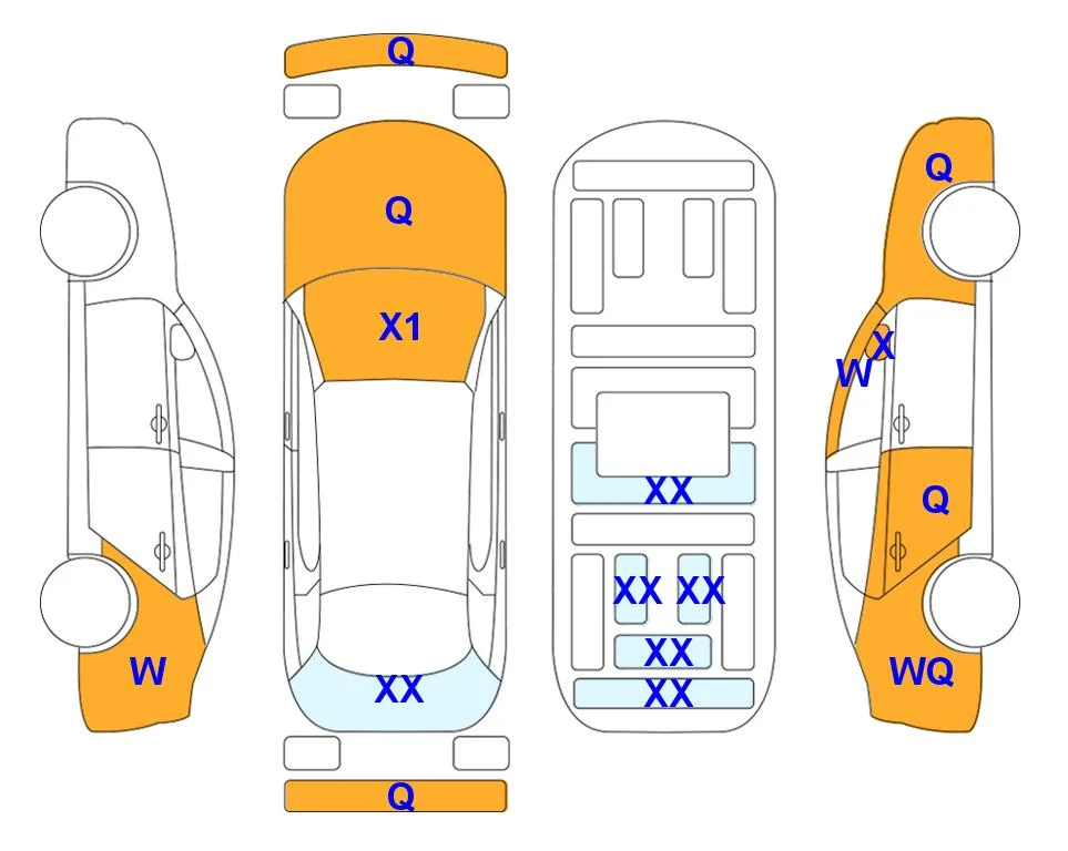 Схема кузова с отметками аукциона Lotte Auto Auction