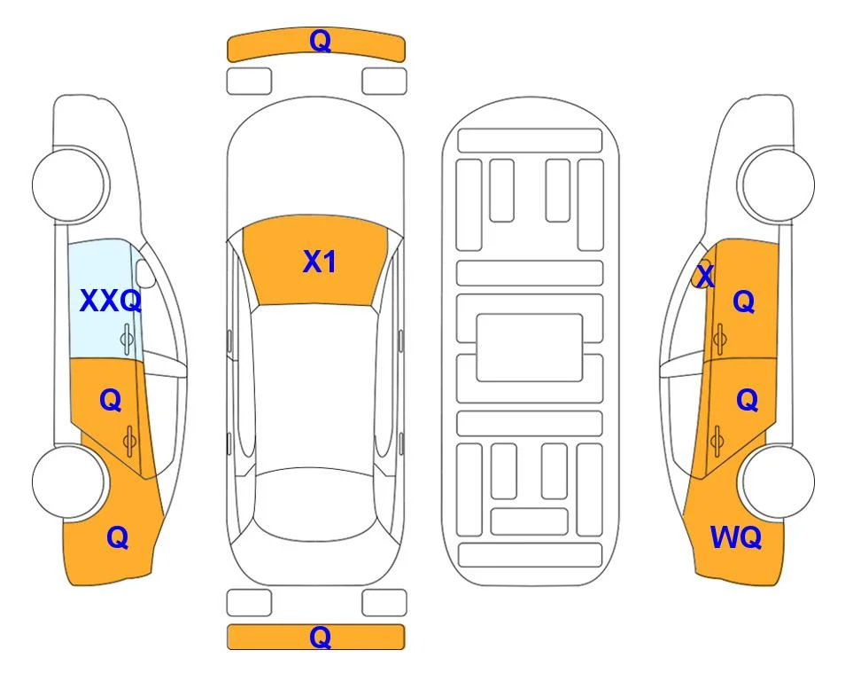 Body diagram with the marks of Lotte Auto Auction