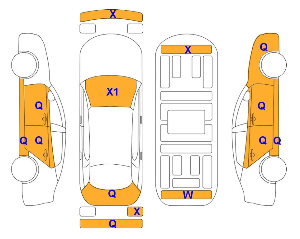Схема кузова с отметками аукциона Lotte Auto Auction
