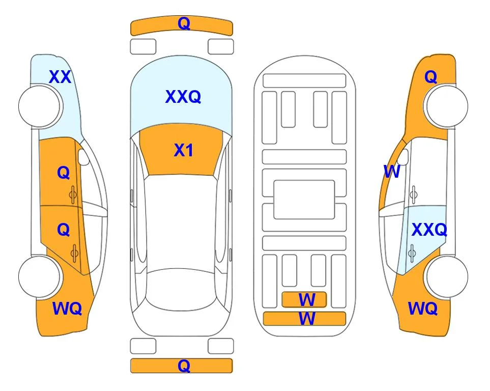 Body diagram with the marks of Lotte Auto Auction