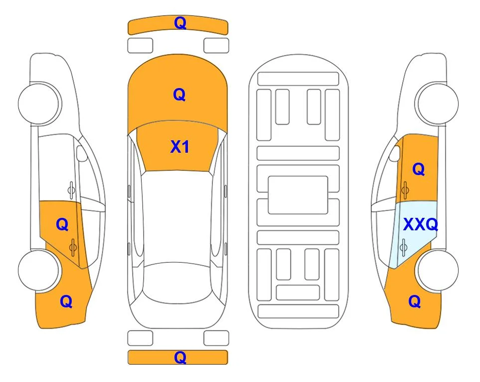 Body diagram with the marks of Lotte Auto Auction
