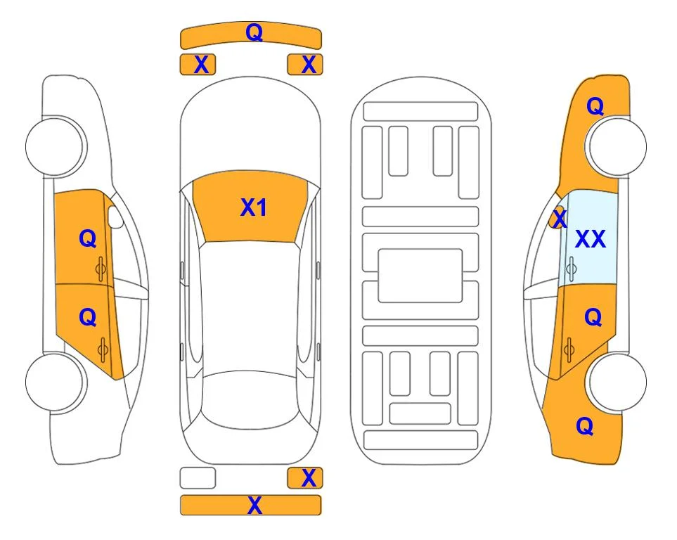 Схема кузова с отметками аукциона Lotte Auto Auction