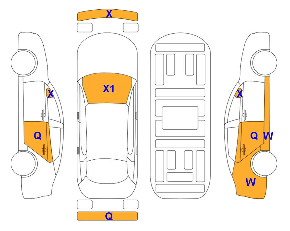 Схема кузова с отметками аукциона Lotte Auto Auction
