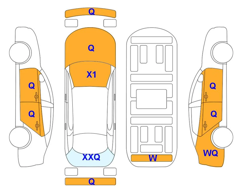 Схема кузова с отметками аукциона Lotte Auto Auction