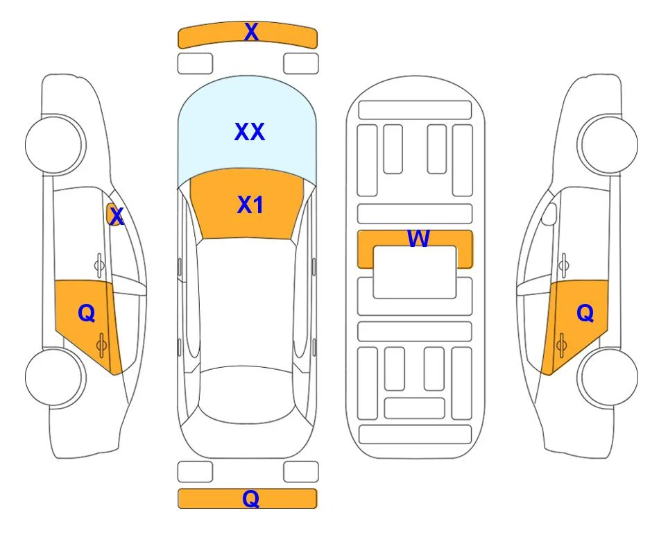 Схема кузова с отметками аукциона Lotte Auto Auction
