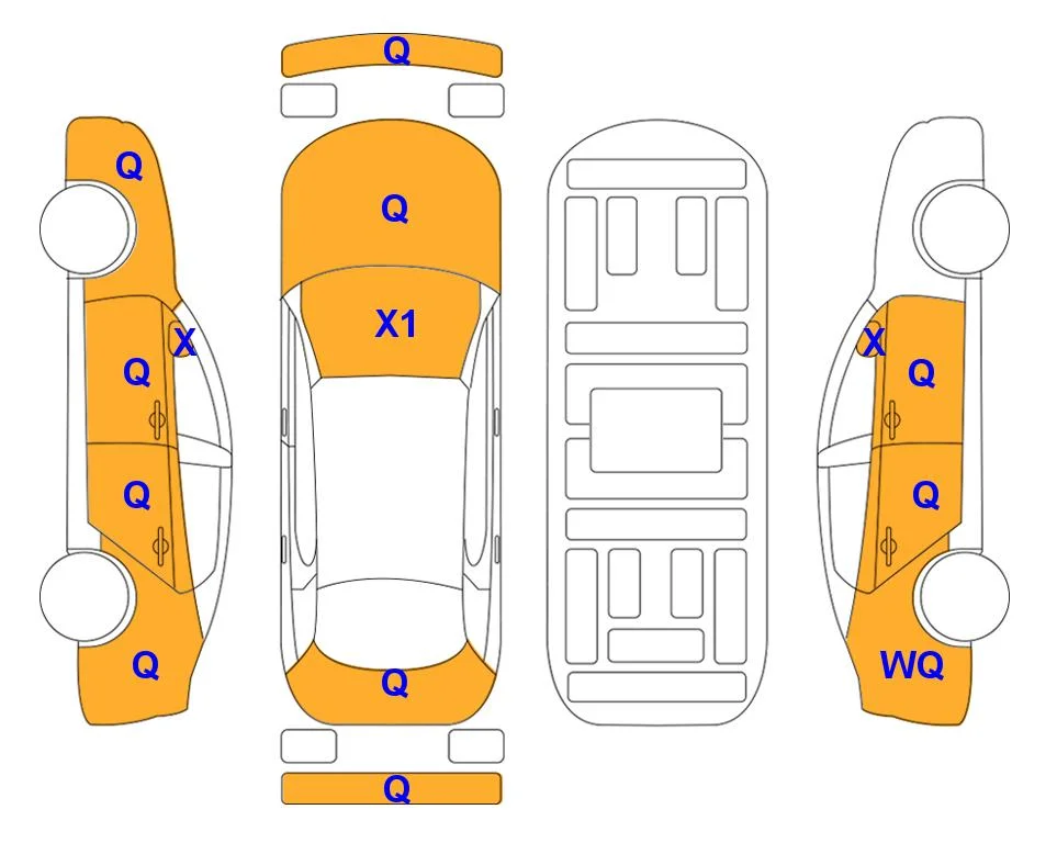 Body diagram with the marks of Lotte Auto Auction