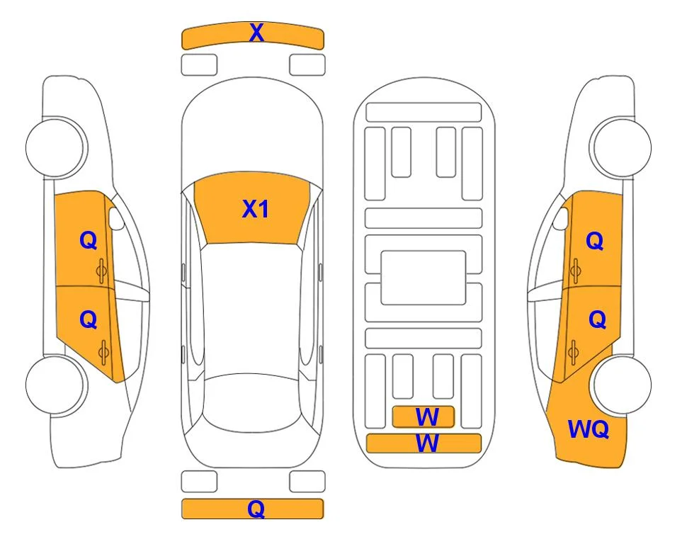 Схема кузова с отметками аукциона Lotte Auto Auction
