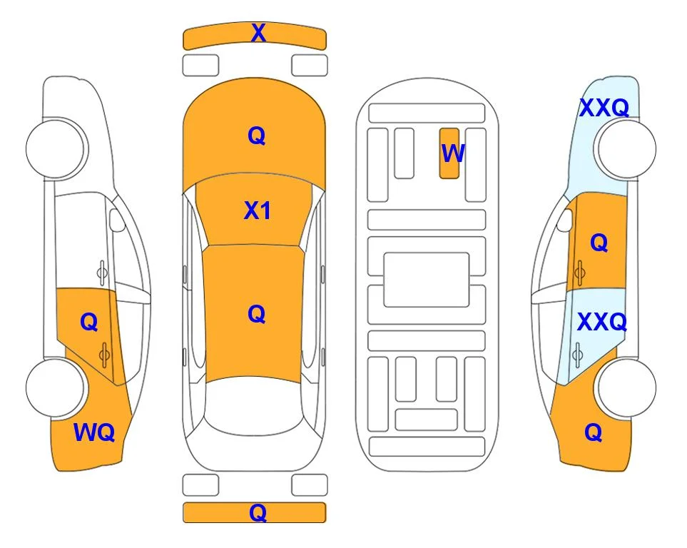 Схема кузова с отметками аукциона Lotte Auto Auction