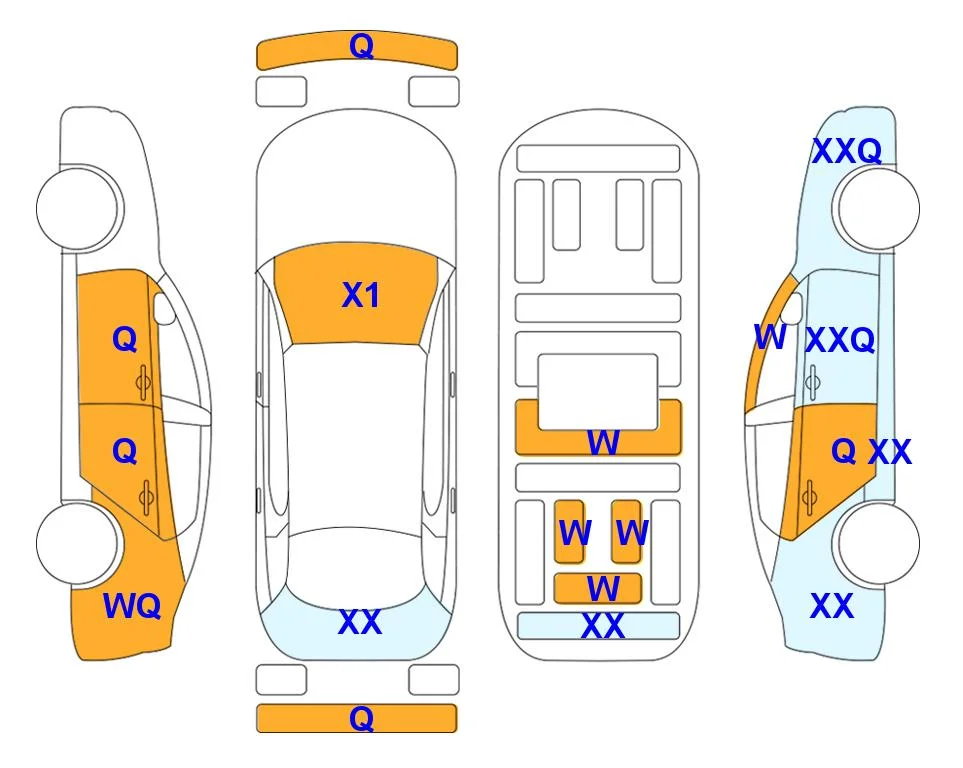 Схема кузова с отметками аукциона Lotte Auto Auction