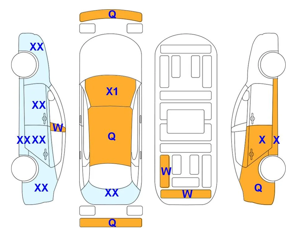 Body diagram with the marks of Lotte Auto Auction