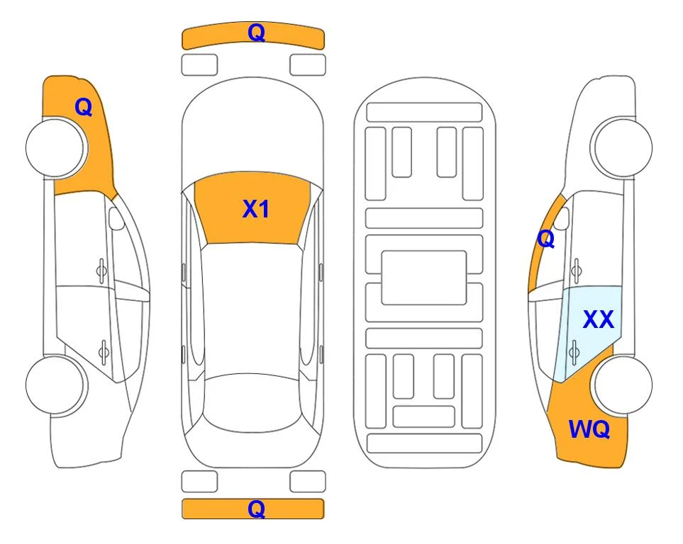 Схема кузова с отметками аукциона Lotte Auto Auction