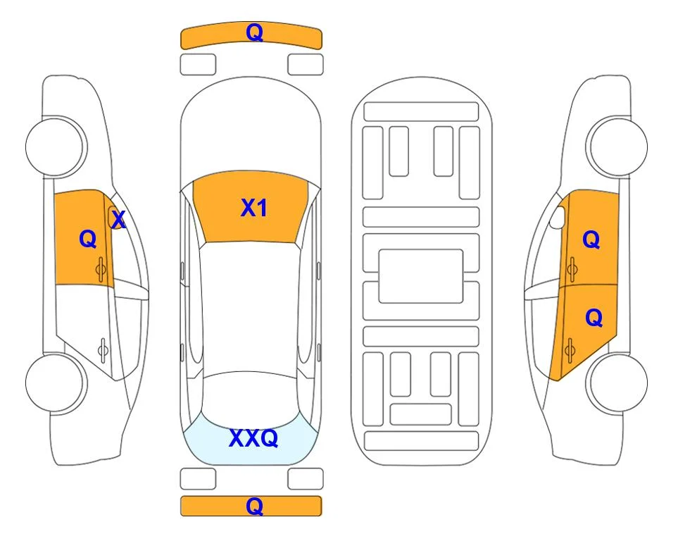 Схема кузова с отметками аукциона Lotte Auto Auction