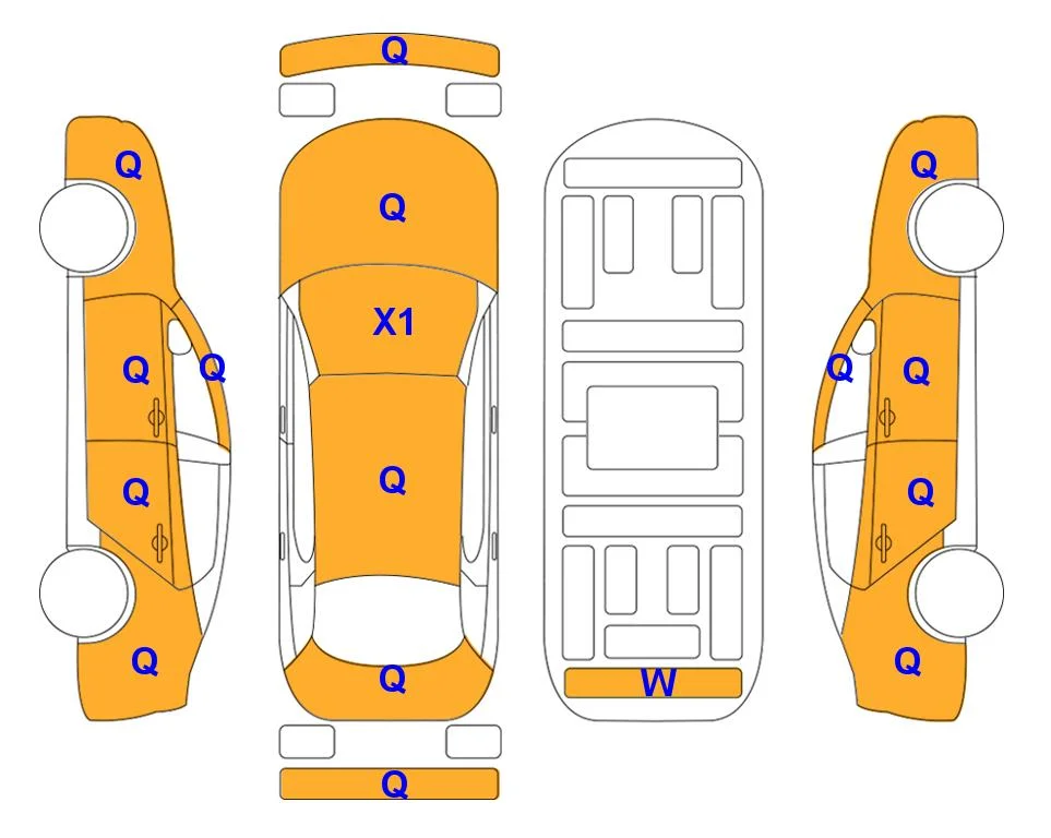 Схема кузова с отметками аукциона Lotte Auto Auction