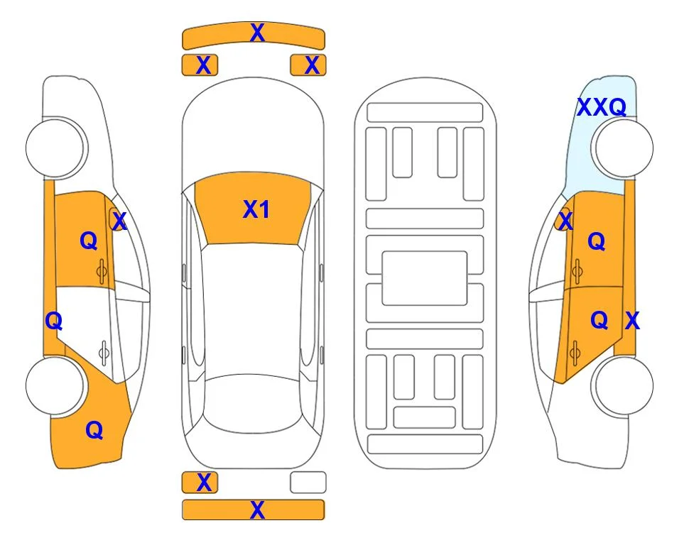 Схема кузова с отметками аукциона Lotte Auto Auction