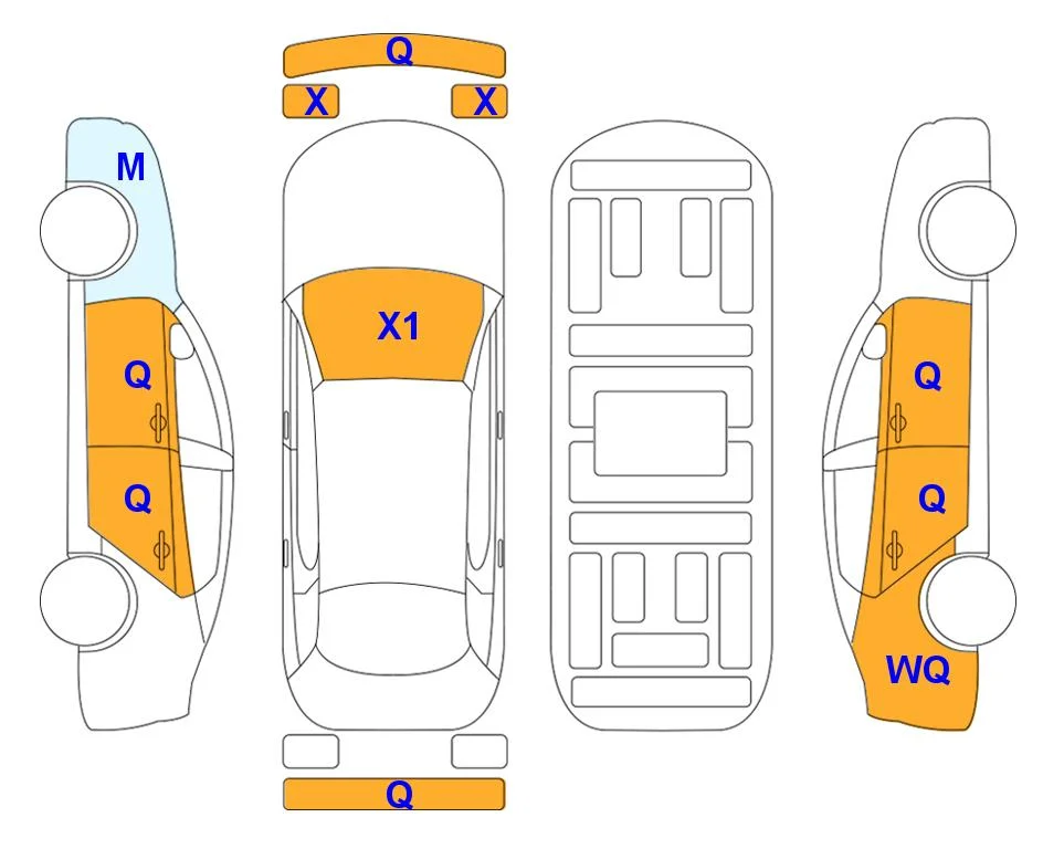 Схема кузова с отметками аукциона Lotte Auto Auction