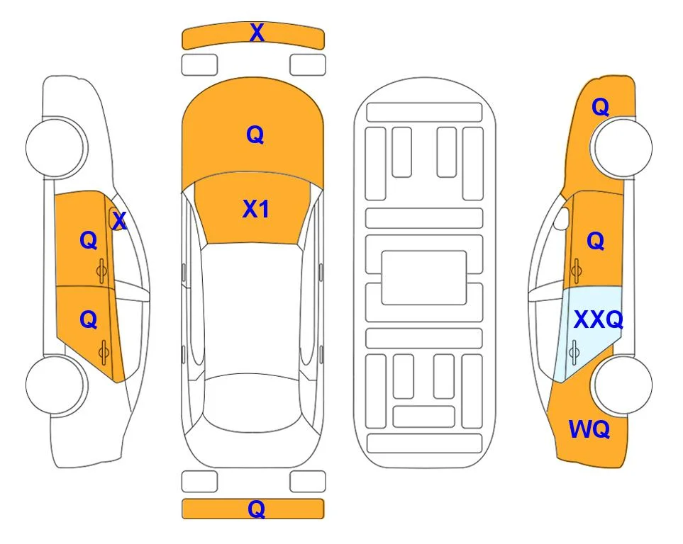 Схема кузова с отметками аукциона Lotte Auto Auction