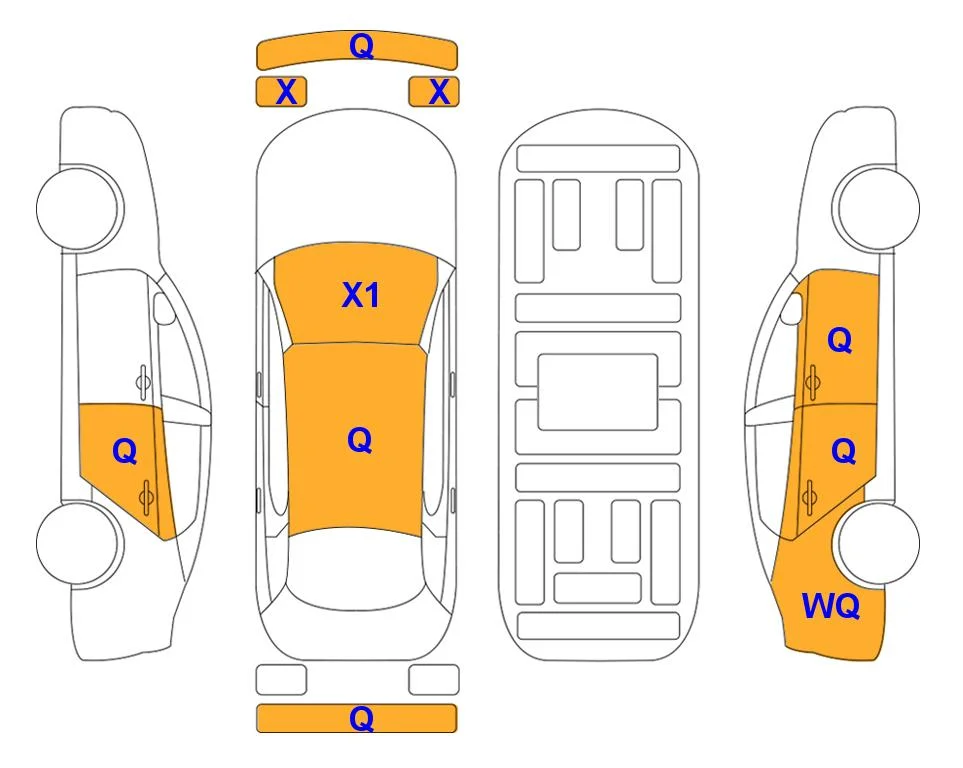 Схема кузова с отметками аукциона Lotte Auto Auction