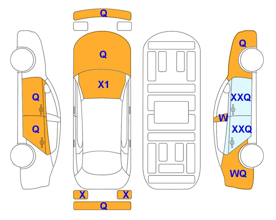 Body diagram with the marks of Lotte Auto Auction