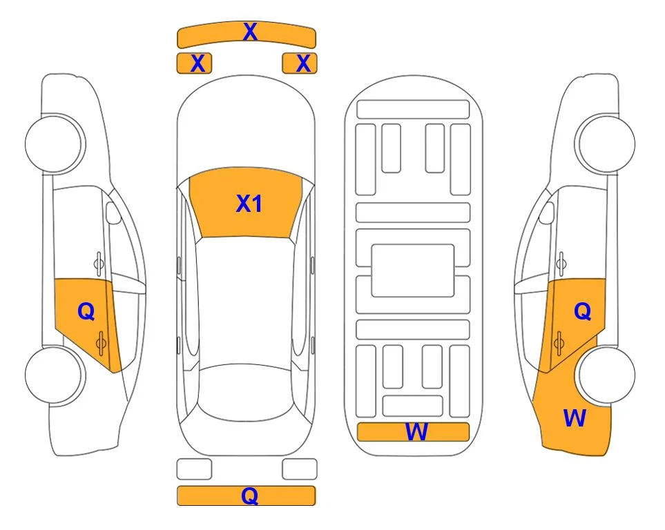 Схема кузова с отметками аукциона Lotte Auto Auction