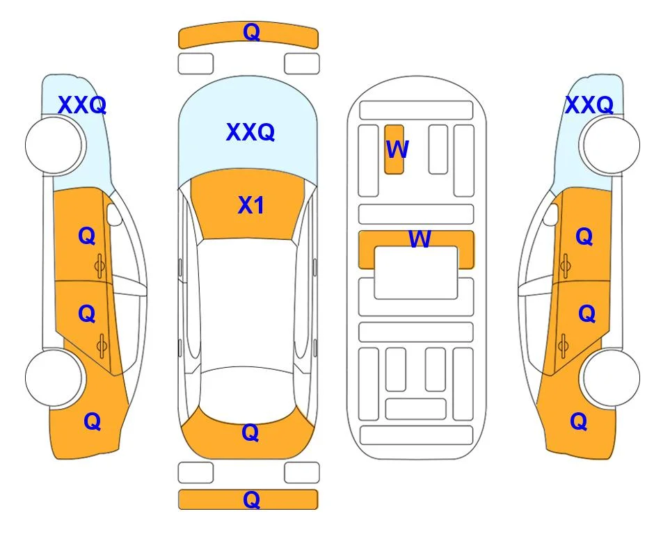 Схема кузова с отметками аукциона Lotte Auto Auction