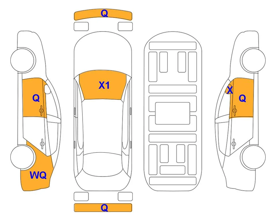 Схема кузова с отметками аукциона Lotte Auto Auction