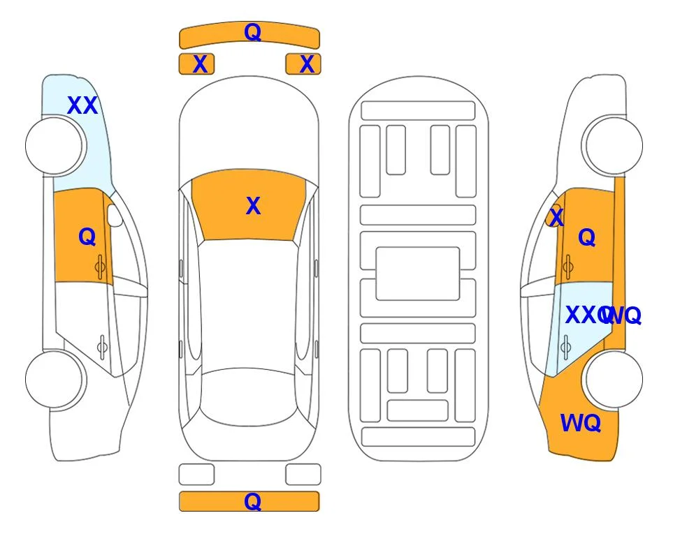 Схема кузова с отметками аукциона Lotte Auto Auction