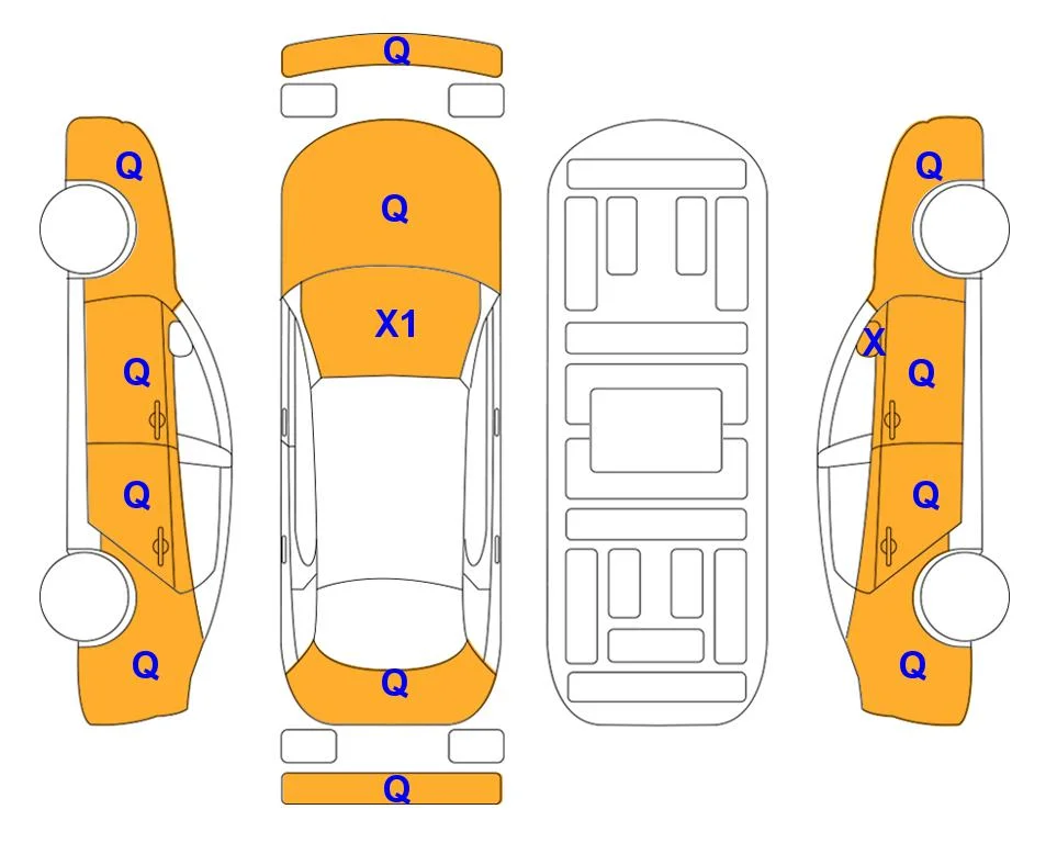 Схема кузова с отметками аукциона Lotte Auto Auction