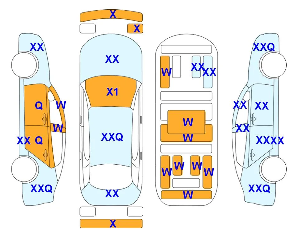Body diagram with the marks of Lotte Auto Auction
