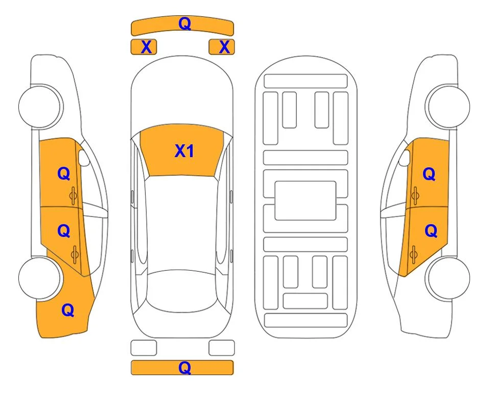 Схема кузова с отметками аукциона Lotte Auto Auction