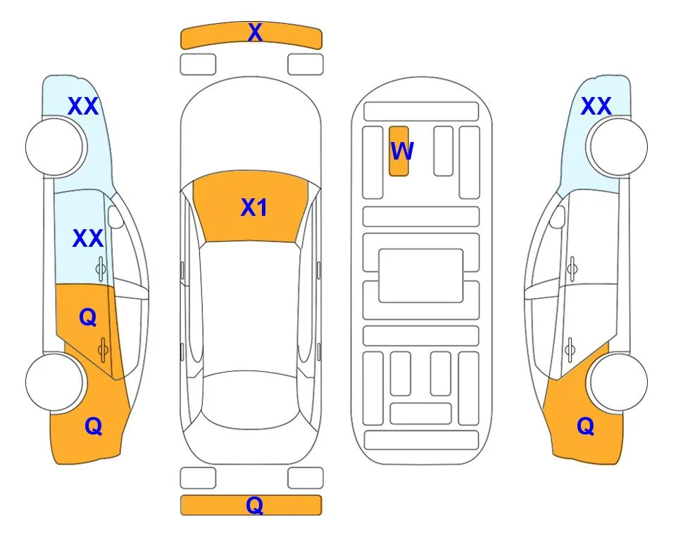 Body diagram with the marks of Lotte Auto Auction