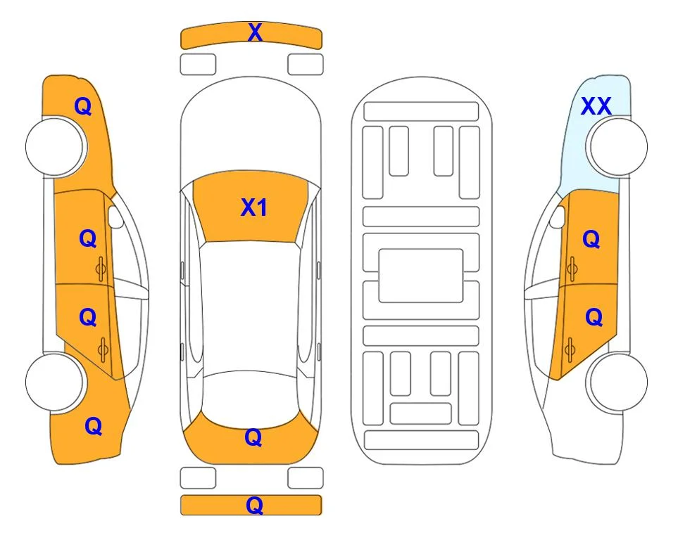 Схема кузова с отметками аукциона Lotte Auto Auction