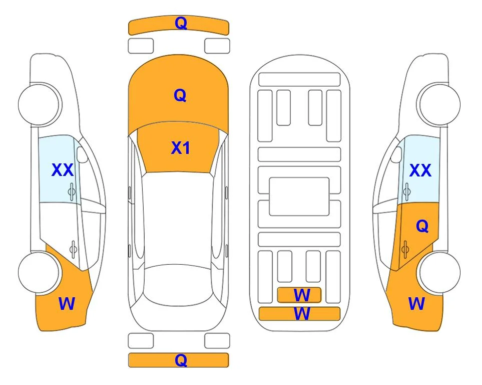 Схема кузова с отметками аукциона Lotte Auto Auction
