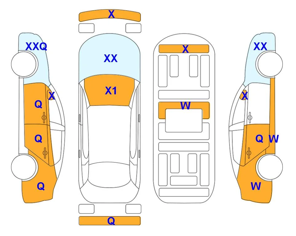 Схема кузова с отметками аукциона Lotte Auto Auction