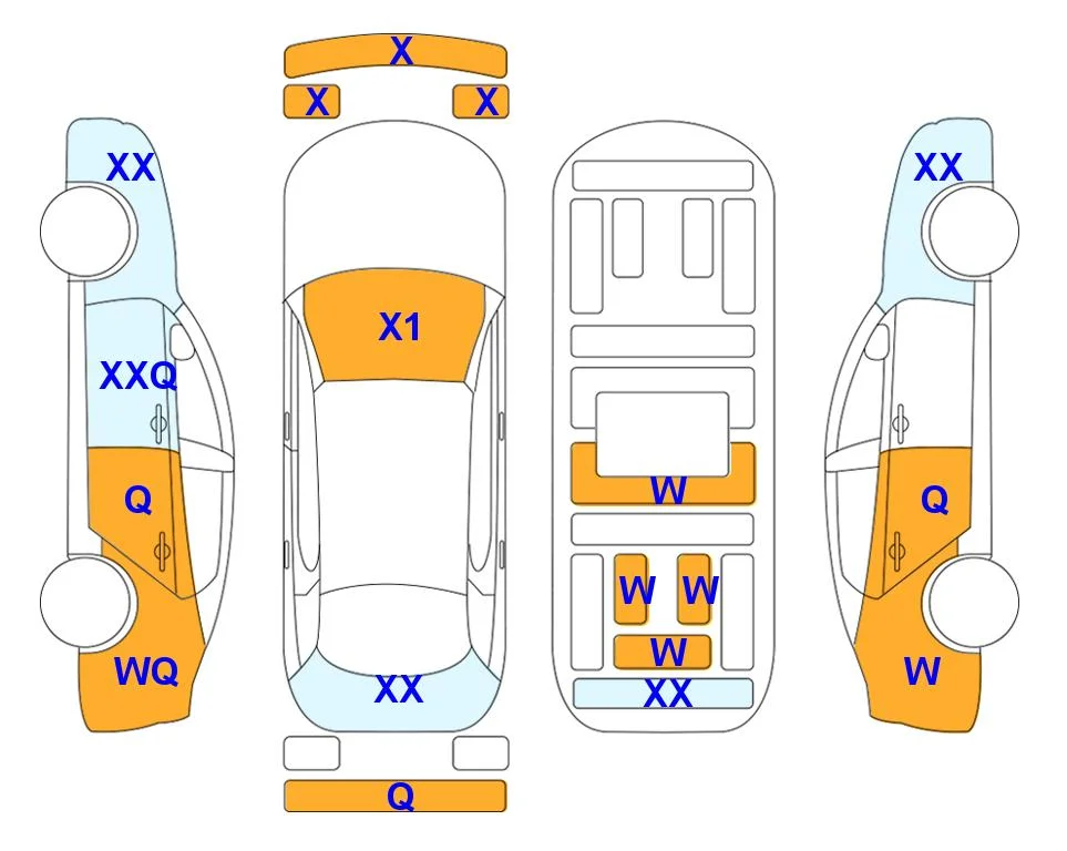 Схема кузова с отметками аукциона Lotte Auto Auction