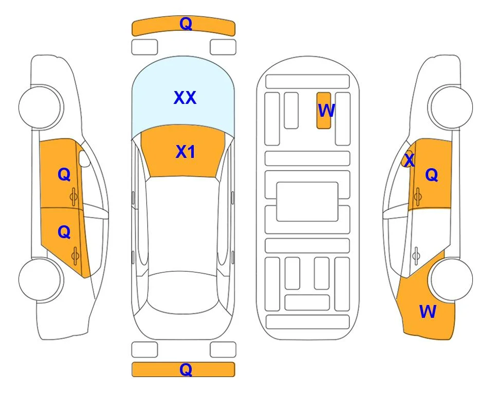 Схема кузова с отметками аукциона Lotte Auto Auction
