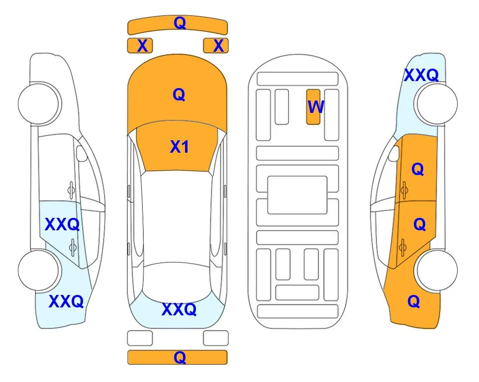 Схема кузова с отметками аукциона Lotte Auto Auction