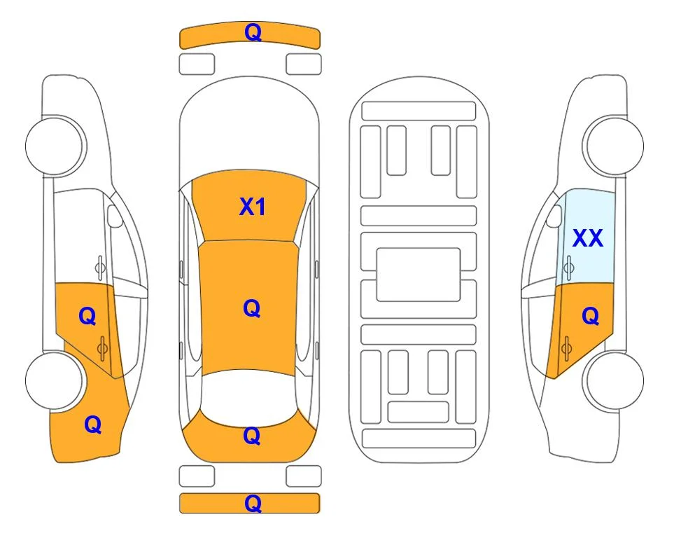 Схема кузова с отметками аукциона Lotte Auto Auction