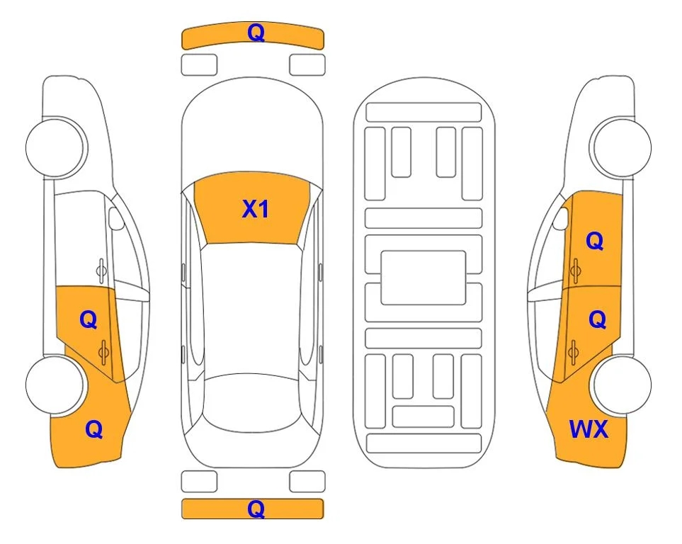Схема кузова с отметками аукциона Lotte Auto Auction