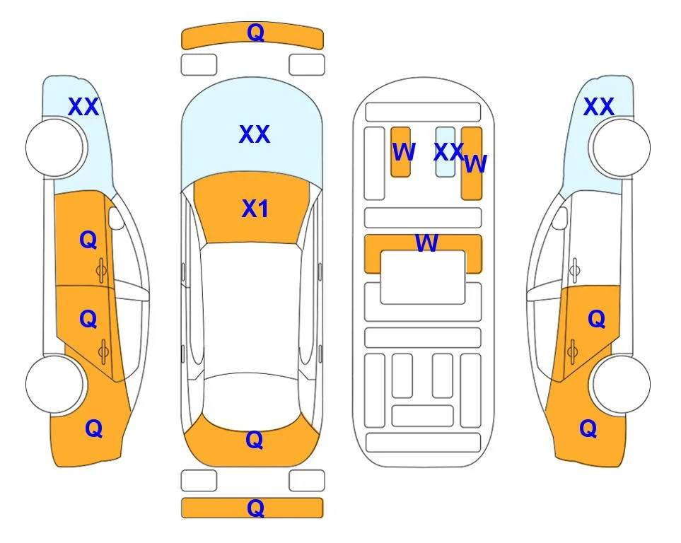 Body diagram with the marks of Lotte Auto Auction