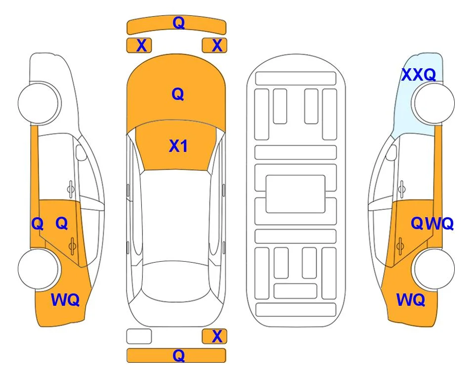 Схема кузова с отметками аукциона Lotte Auto Auction