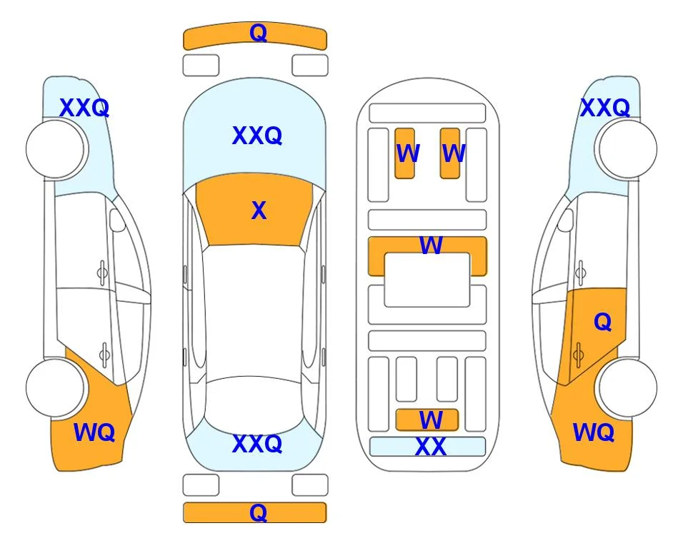 Схема кузова с отметками аукциона Lotte Auto Auction