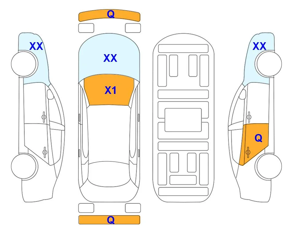 Body diagram with the marks of Lotte Auto Auction