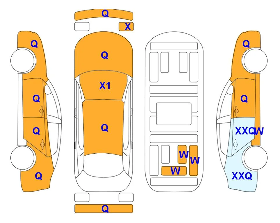 Схема кузова с отметками аукциона Lotte Auto Auction